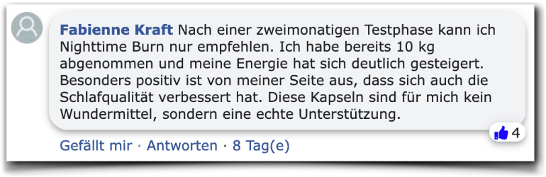 Nighttime Burn Bewertung Erfahrungsbericht Facebook