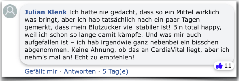 CardiaVital Bewertung Erfahrungsbericht Facebook